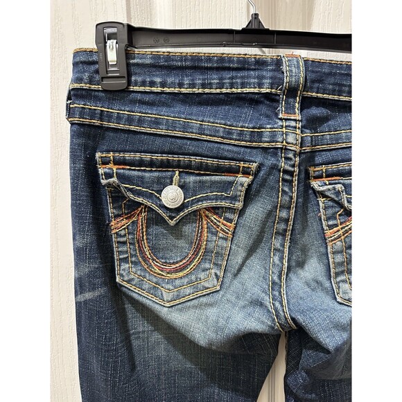 True Religion Women’s Rainbow Billy Jeans 28/30 Distressed Flap Pockets - Picture 9 of 13
